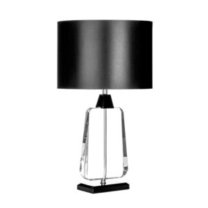 Tabhao Large Black Fabric Shade Table Lamp With Chrome Base