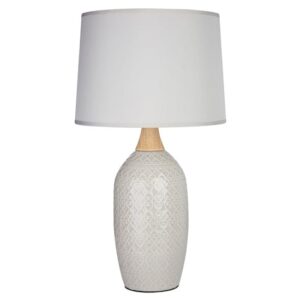 Wilon Grey Fabric Shade Table Lamp With Ceramic Base