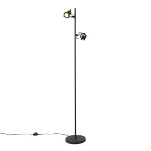 Industrial floor lamp black 2-light - Suplux