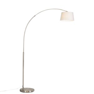 Modern arc lamp steel with white fabric shade - Arc Basic