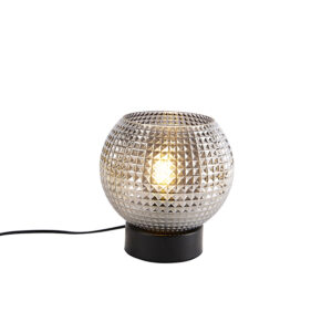 Art Deco table lamp black with smoke glass - Sphere