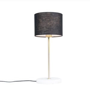 Brass table lamp with black shade 20 cm - Kaso
