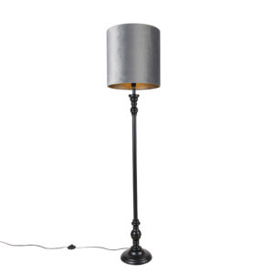 Classic floor lamp black with shade gray 40 cm - Classico
