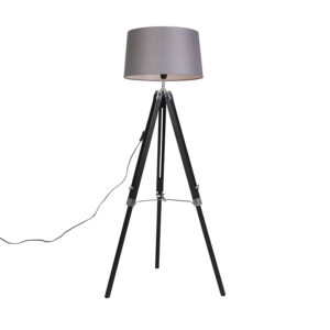 Floor Lamp Black with 45cm Dark Grey Shade - Tripod