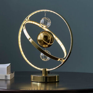 Marion Clear Glass Suspended Spheres Table Lamp In Gold