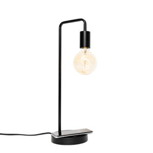 Modern black table lamp with wireless charging - Facil