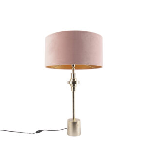 Art Deco table lamp gold velor shade pink 50 cm - Diverso
