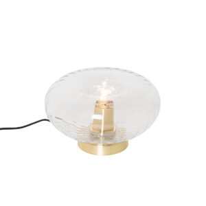 Art Deco table lamp gold with glass - Ayesha