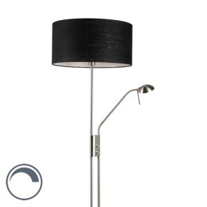 Steel and black floor lamp with adjustable reading arm - Luxor
