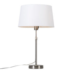 Table lamp steel with shade white 35 cm adjustable - Parte