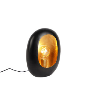 Design table lamp black with golden interior 36 cm - Cova
