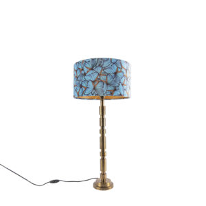 Art deco table lamp bronze 35 cm shade butterfly design - Torre