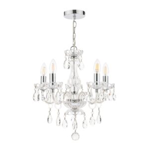 Laura Ashley Harriet Crystal 5 Light Chandelier In Polished Chrome Finish