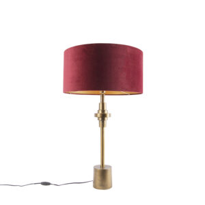 Art Deco table lamp bronze velor shade red 50 cm - Diverso