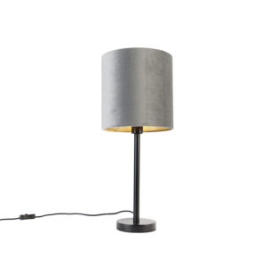 Modern table lamp black with shade gray 25 cm - Simplo