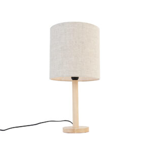 Rural table lamp wood with light brown shade - Mels
