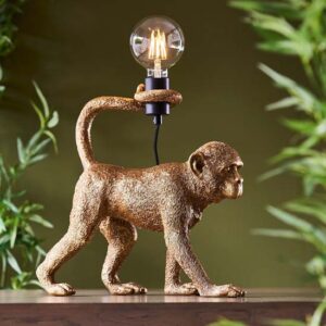 Cesme Monkey Table Lamp In Vintage Gold