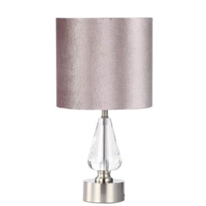 Hamburg Light Grey Velvet Shade Table Lamp With Crystal Base