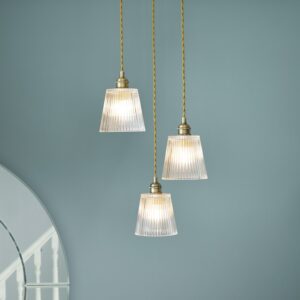 Laura Ashley Callaghan 3 Light Cluster Ceiling Pendant Light In Antique Brass With Glass Shades LA3756388-Q