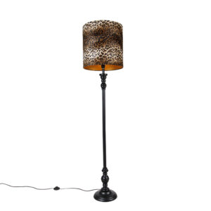 Floor lamp black with shade leopard 40 cm - Classico