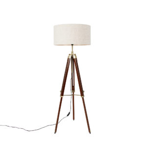 Floor lamp brass with shade light gray 50 cm tripod - Cortin