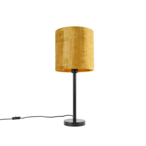 Modern table lamp black with shade gold 25 cm - Simplo