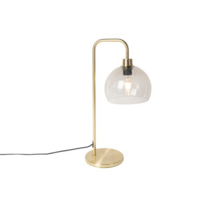 Modern table lamp brass with smoke shade - Maly