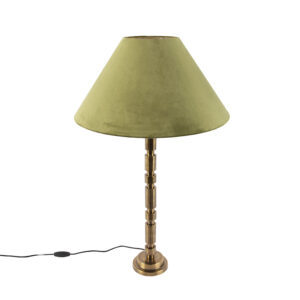 Art deco table lamp with velor shade green 50 cm - Torre