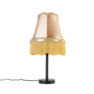 Classic table lamp black with granny shade gold 30 cm - Simplo