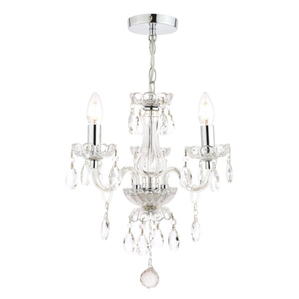 Laura Ashley Harriet 3 Light Crystal Chandelier in Polished Chrome Finish