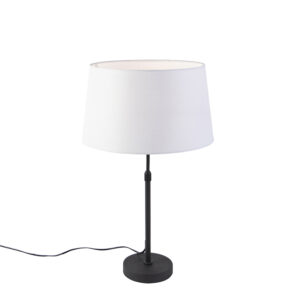 Table lamp black with linen shade white 35 cm adjustable - Parte