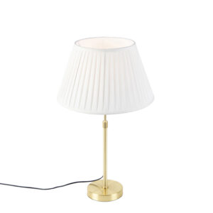 Table lamp gold / brass with pleated shade cream 35 cm - Parte