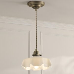 Laura Ashley Banham Ceiling Pendant Light In Matt Antique Brass With White Glass